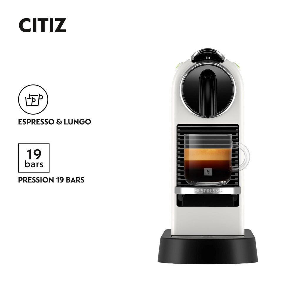 Machine à Café Citiz Blanc, 19 Bars + Kit de Bienvenue, Design Moderne, Expresso et Lungo, Arrêt Automatique, Blanc