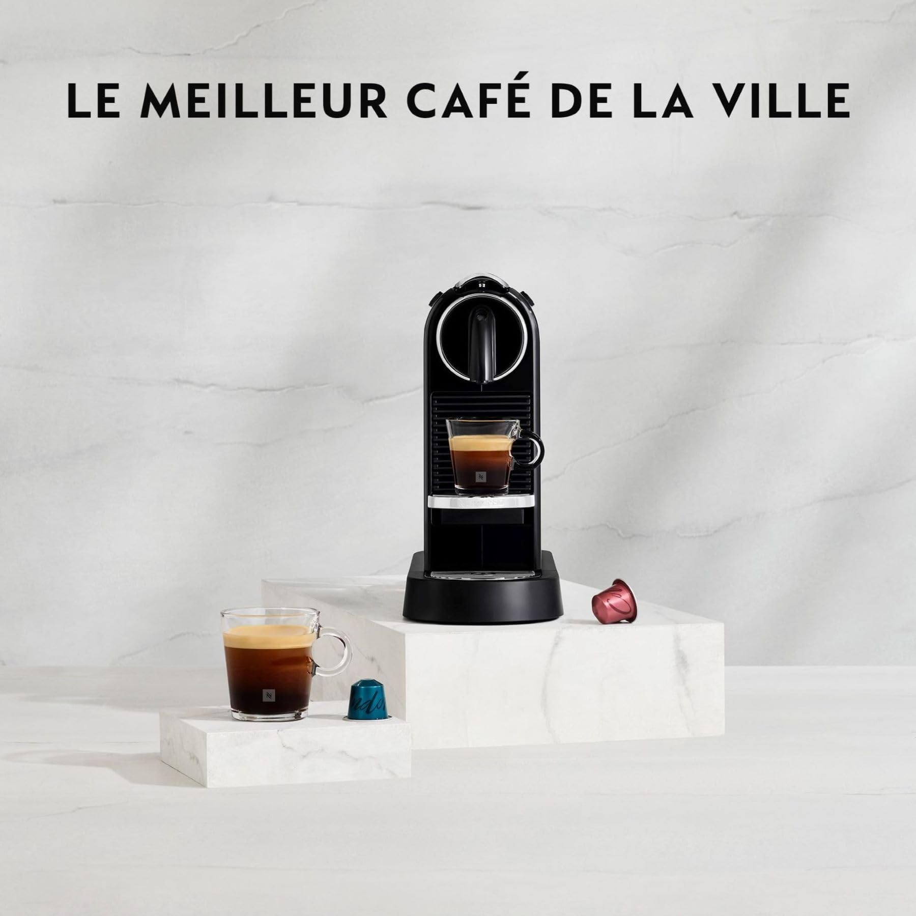 Machine à Café Citiz Blanc, 19 Bars + Kit de Bienvenue, Design Moderne, Expresso et Lungo, Arrêt Automatique, Blanc