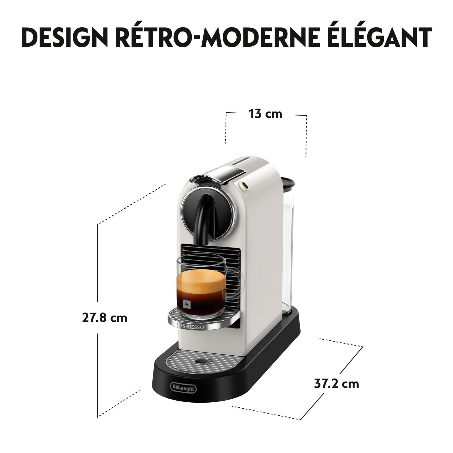Machine à Café Citiz Blanc, 19 Bars + Kit de Bienvenue, Design Moderne, Expresso et Lungo, Arrêt Automatique, Blanc
