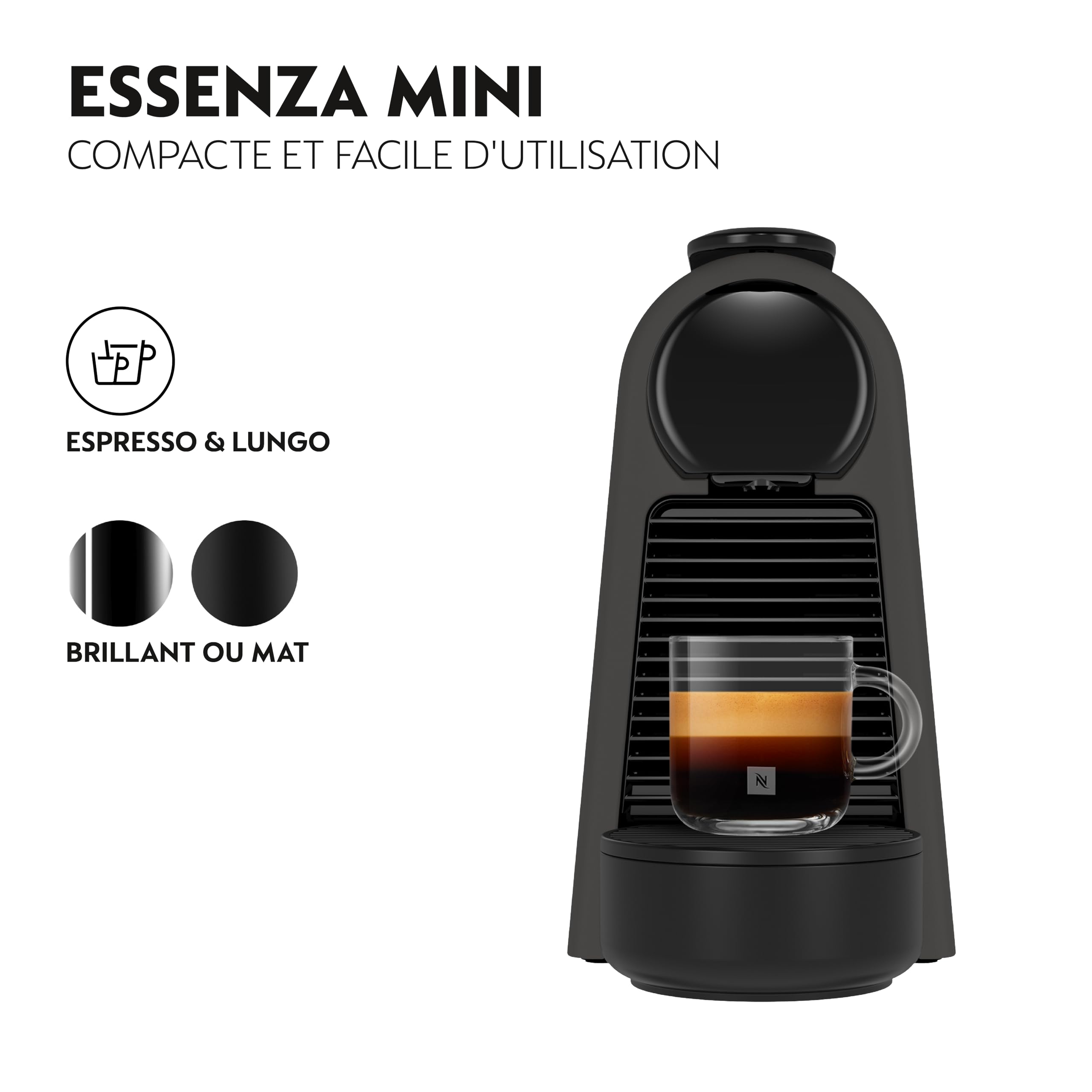Essenza Mini - Machine à Café à Capsules, Kit de Bienvenue Inclus, Design Compact, Pression 19 Bars, Noir Mat