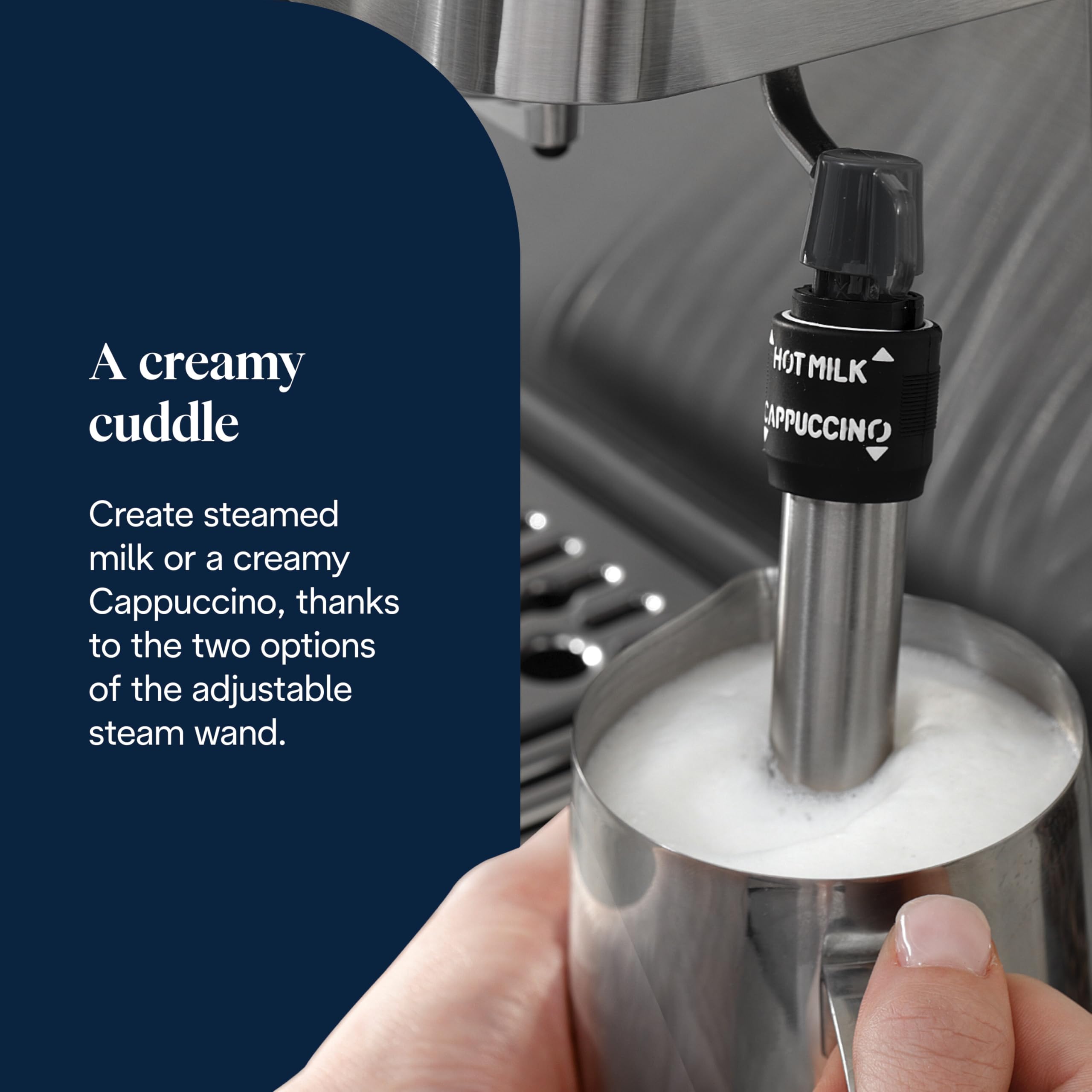 Linea Classic Machine à café manuelle avec tige vapeur, machine à expresso avec pompe barista, buse pour cappuccino, filtre double paroi, 15 bar, tasse jusqu'à 13 cm, acier