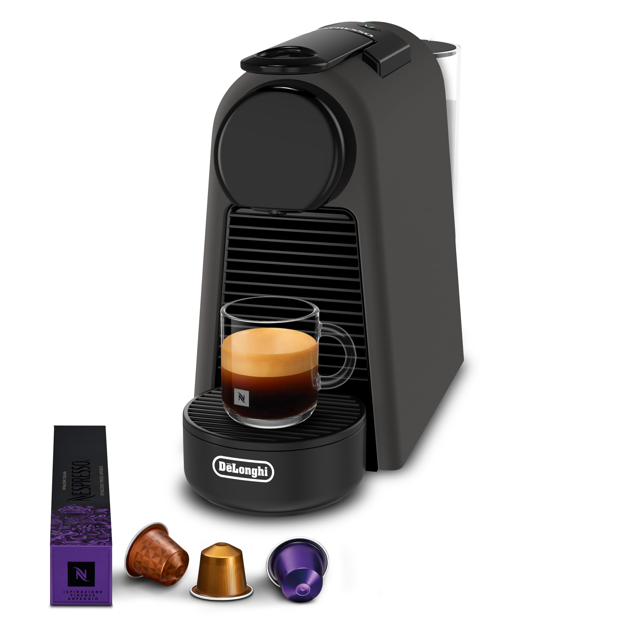 Essenza Mini - Machine à Café à Capsules, Kit de Bienvenue Inclus, Design Compact, Pression 19 Bars, Noir Mat