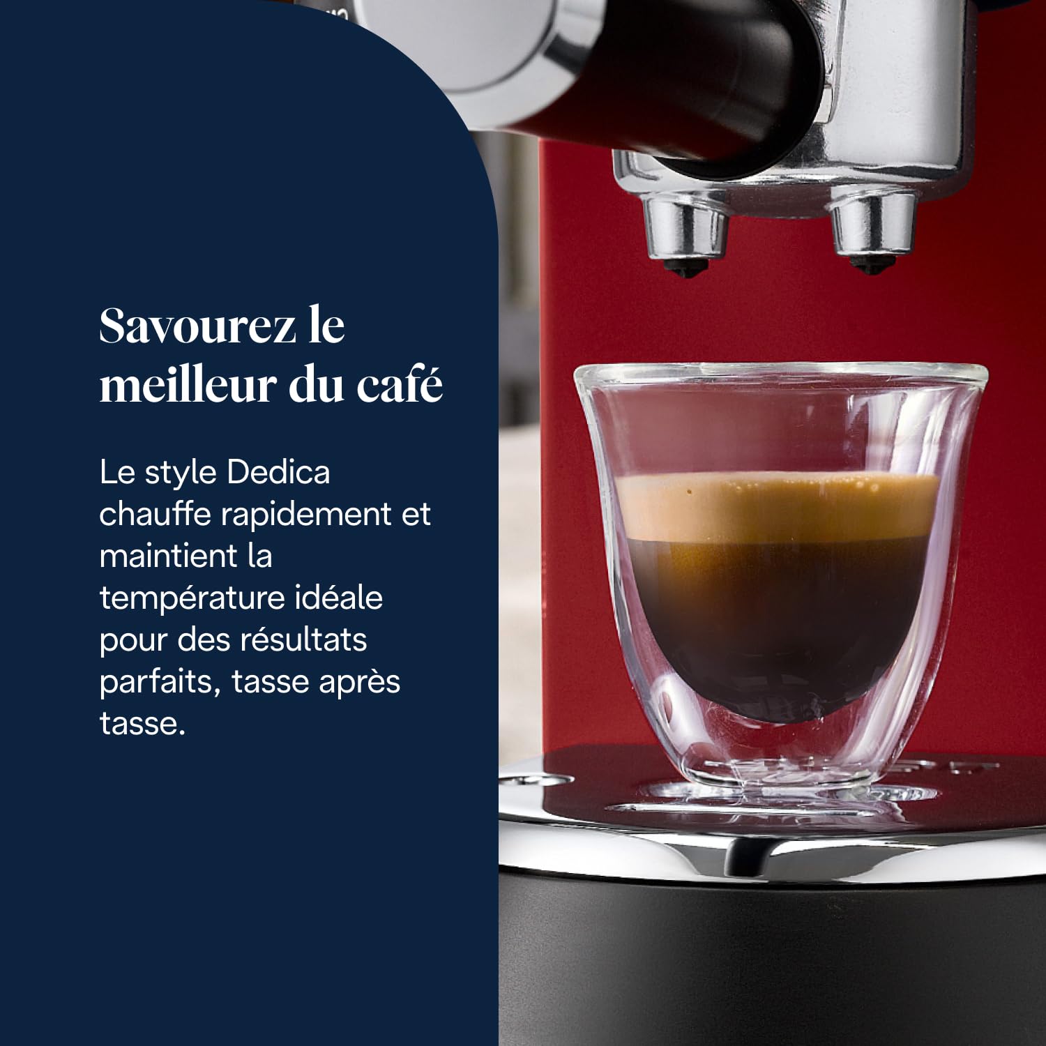 Dedica Style, Machine à Café à Pompe en Acier Inoxydable Pour Café Moulu ou Dosettes, Rouge