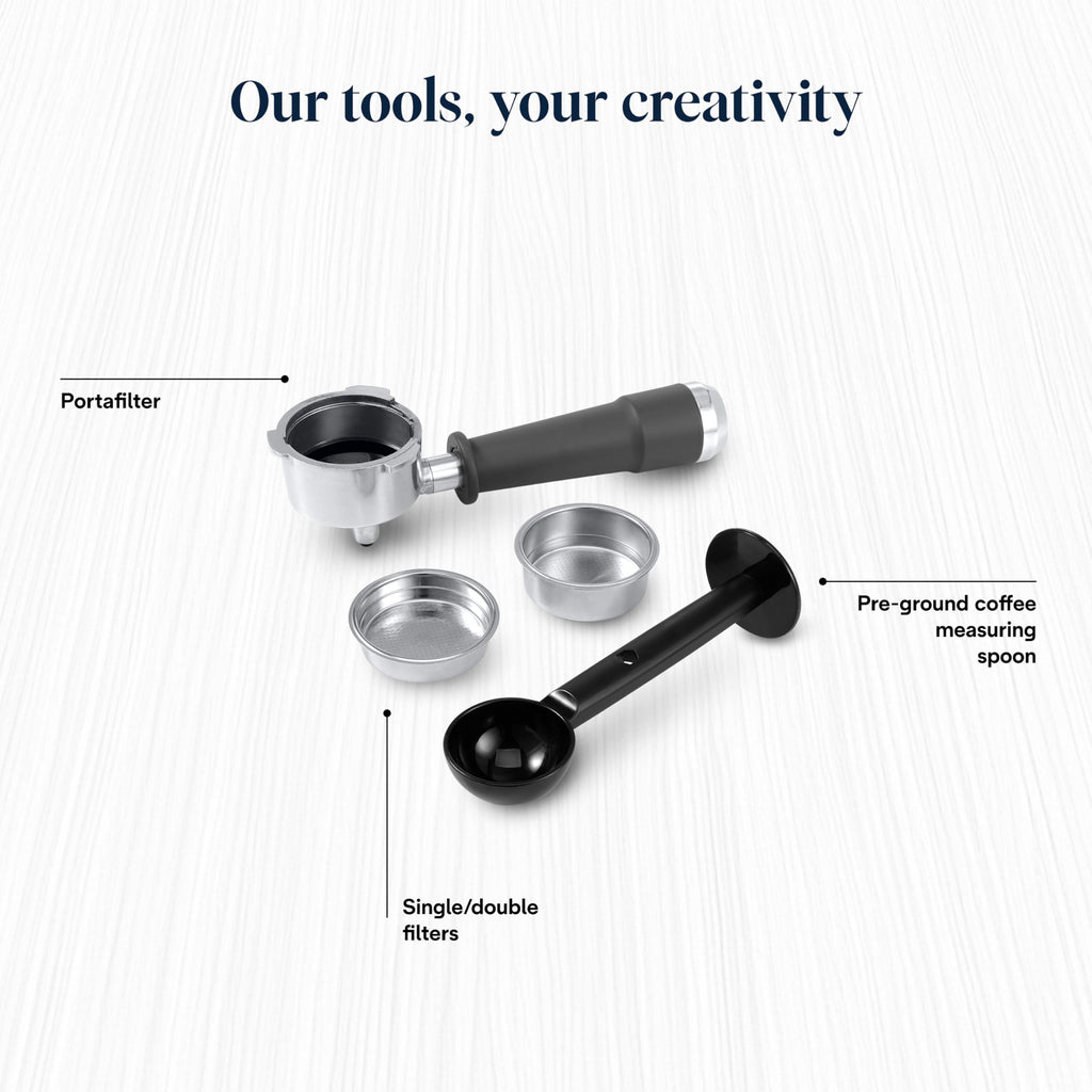 Linea Classic Machine à café manuelle avec tige vapeur, machine à expresso avec pompe barista, buse pour cappuccino, filtre double paroi, 15 bar, tasse jusqu'à 13 cm, acier