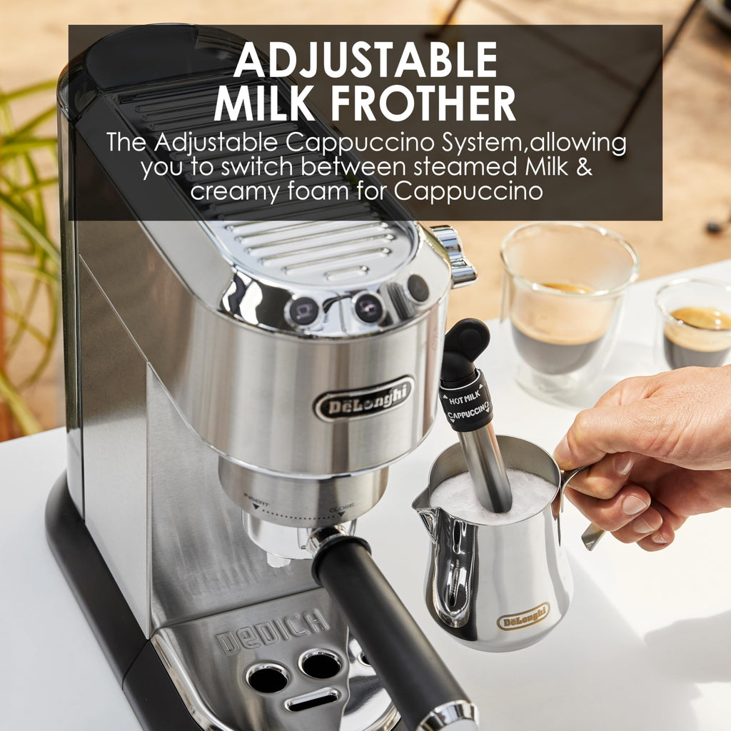 America Dedica Deluxe Machine à expresso automatique, acier inoxydable, 1300 W, 1040 ml, argenté